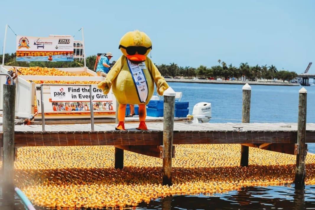 Four Pace girls holding rubber ducks